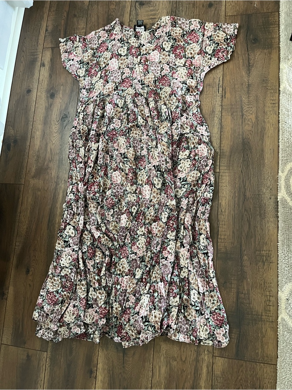 Nostalgia Pink & Cream Floral Tiered Girls Dress